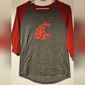 Nike Red and Gray Long Sleeve Men's Tee